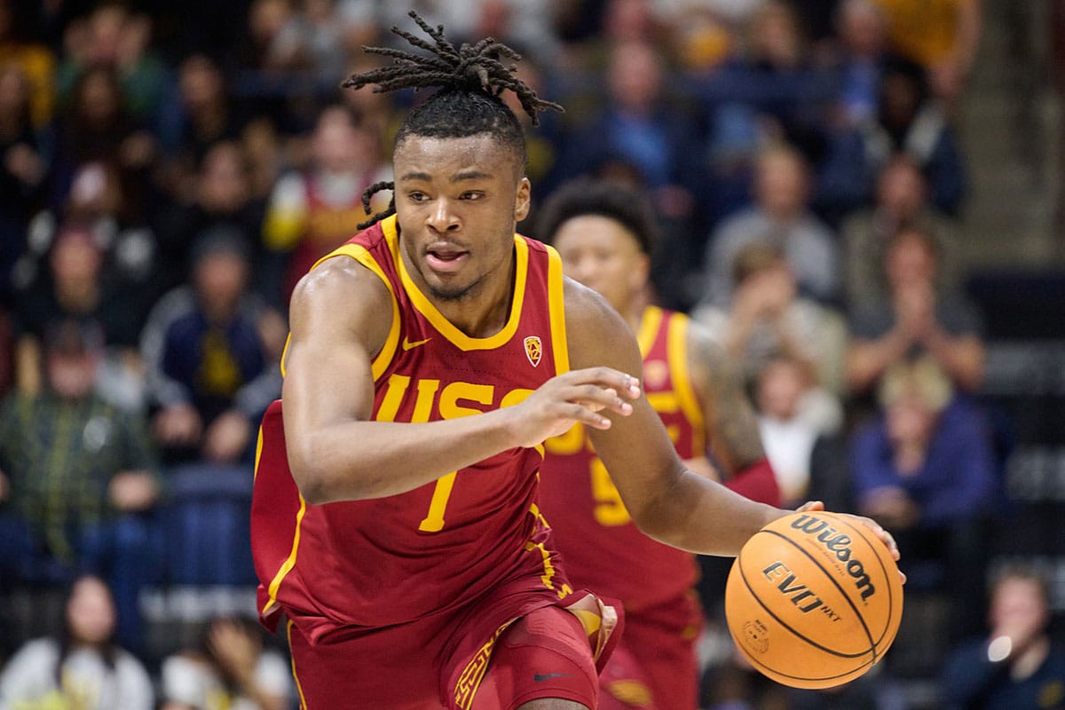 USC Trojans guard Isaiah Collier (1) dribbles the ball against the California Golden Bears during the second half at Haas Pavilion.