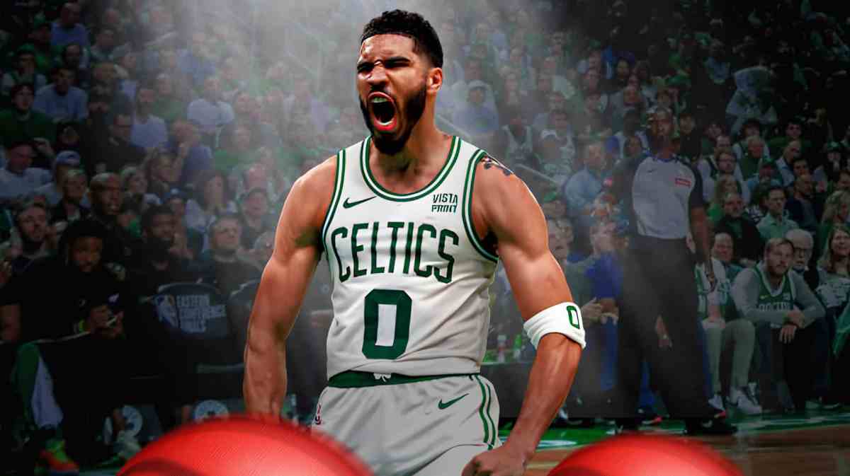 Jayson Tatum, Celtics, Pacers, Celtics Pacers, Eastern Conference Finals, Jayson Tatum looking hyped, Celtics arena in the background