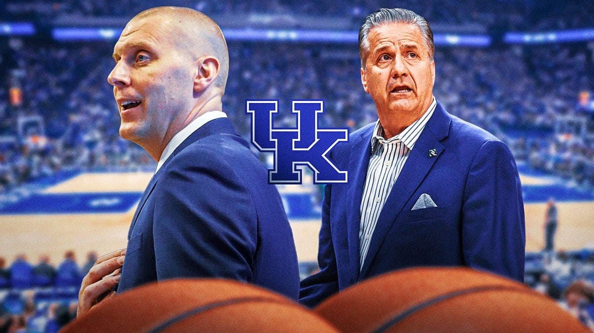 Kentucky basketball coach Mark Pope with former Wildcats coach John Calipari