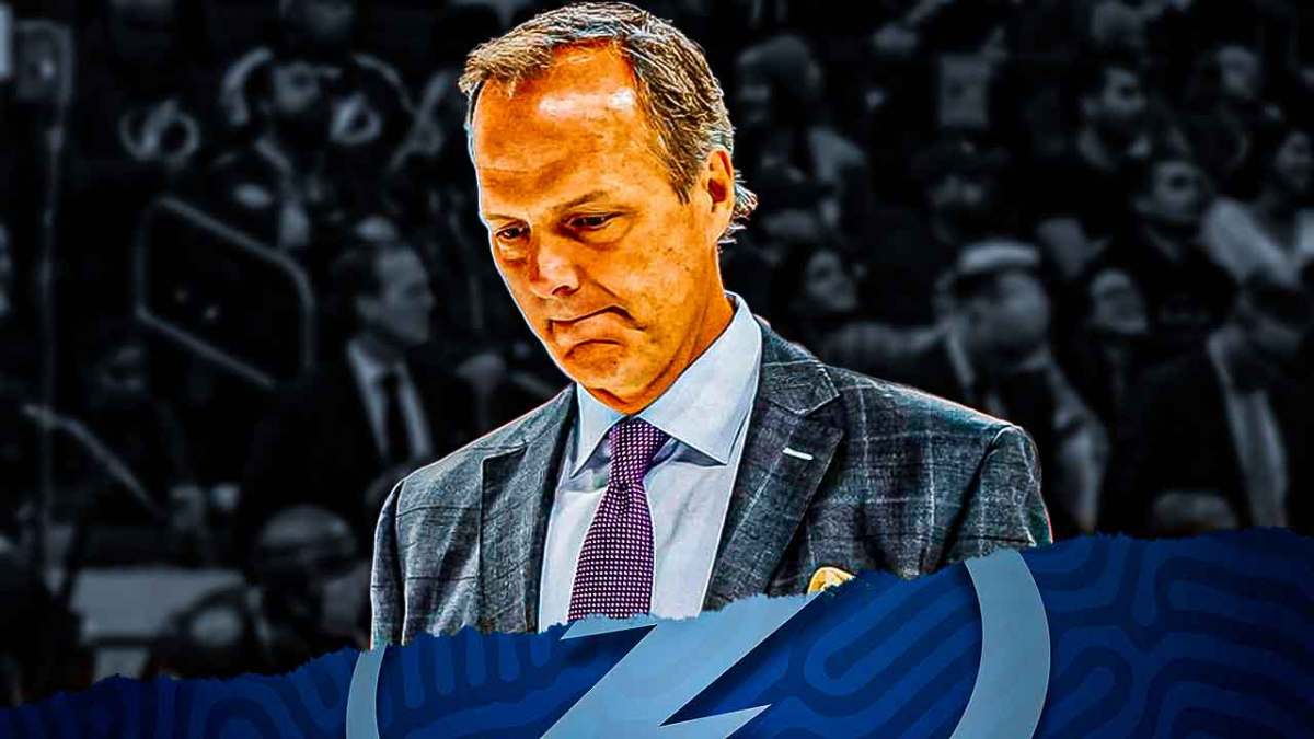 Lightning coach Jon Cooper looks at Stanley Cup Playoffs reporters, goalies
