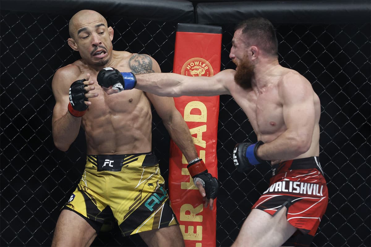 Jose Aldo - who is coming out of retirement for UFC 301 - in his fight against Merab Dvalishvili