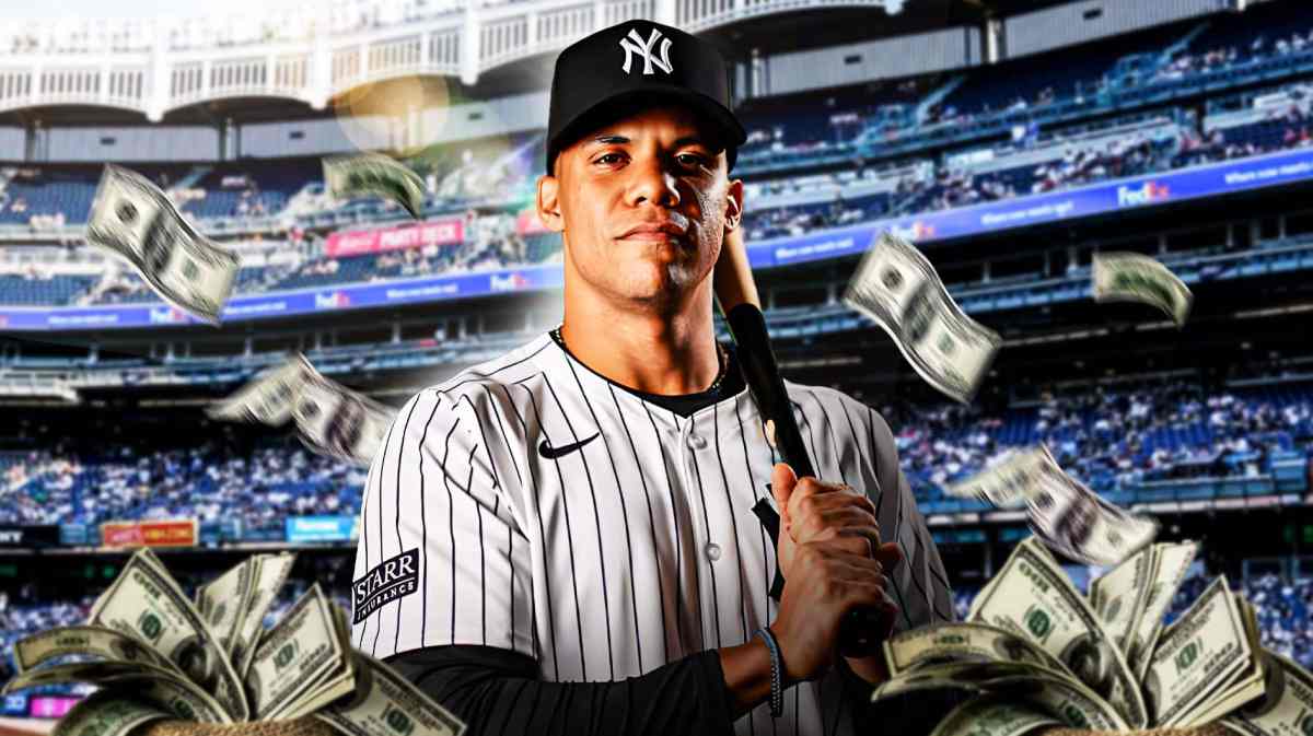 Juan Soto with money falling around him