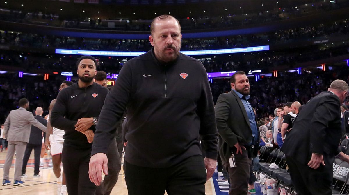 New York Knicks head coach Tom Thibodeau walks off the court after losing to the Indiana Pacers in game seven of the second round of the 2024 NBA playoffs at Madison Square Garden.