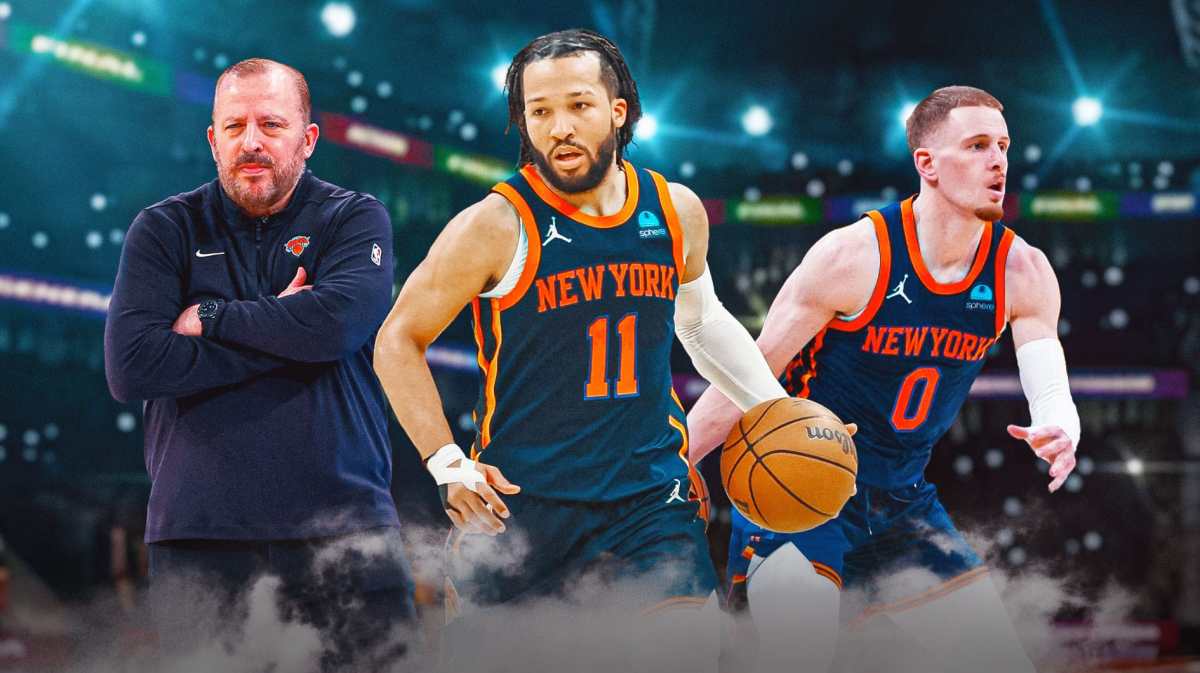 Jalen Brunson with Donte DiVincenzo amid Pacers win against Knicks in NBA Playoffs