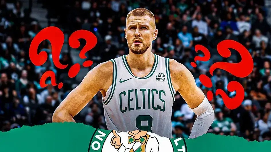 Kristaps Porzingis with question marks around him