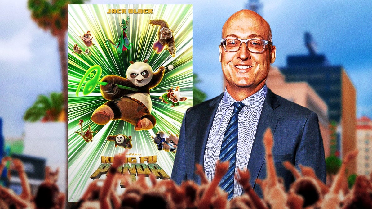 Kung Fu Panda 4 poster and director Mike Mitchell.