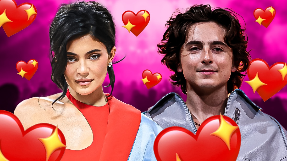 Kylie Jenner and Timothee Chalamet with hearts
