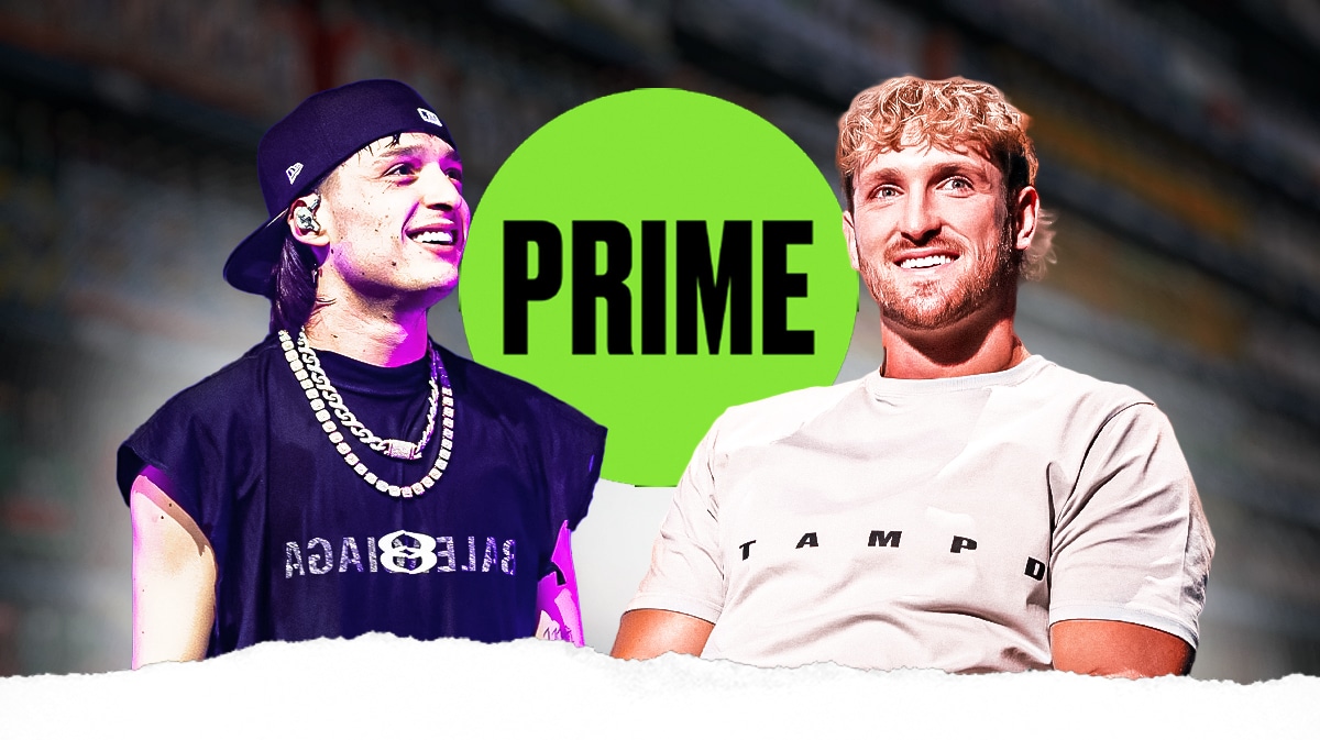 Logan Paul, Peso Pluma and Prime energy drink logo