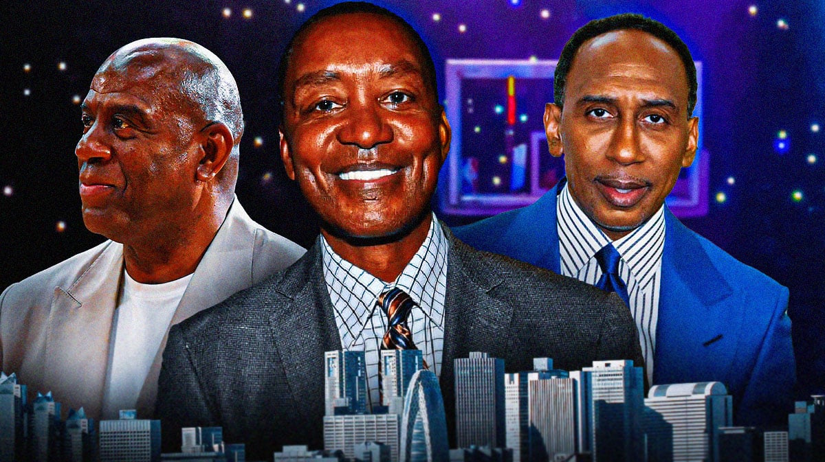 Former NBA players Magic Johnson and Isiah Thomas and ESPN personality Stephen A. Smith