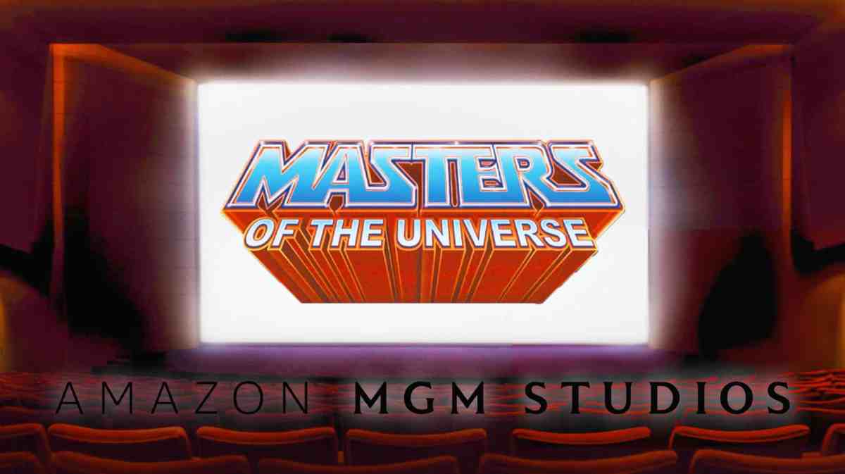 Masters of the Universe franchise logo inside a movie screen; Amazon MGM Studios logo below it
