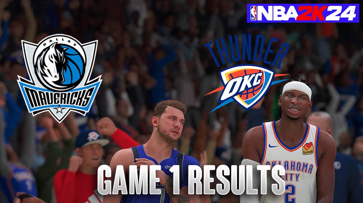 Результаты первой игры Mavericks vs. Thunder по данным NBA 2K24