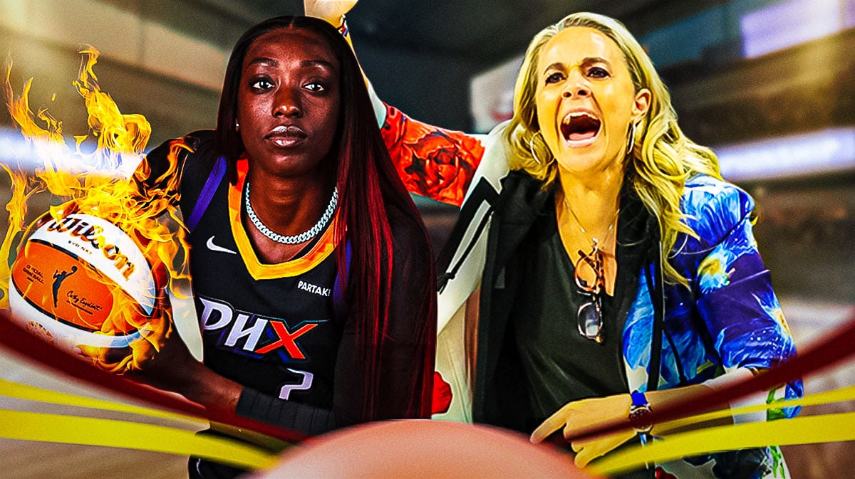 Mercury guard Kahleah Copper shooting in fire and an angry pic of Aces coach Becky Hammond