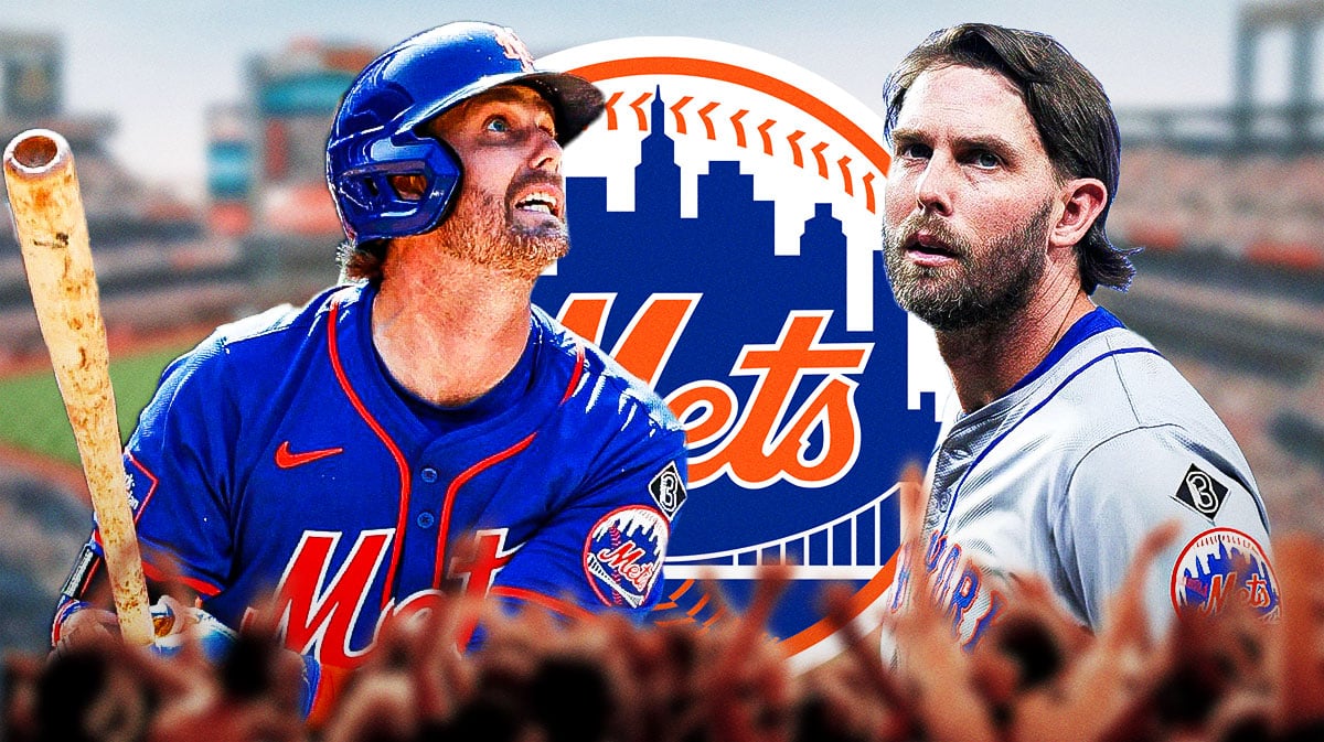 Jeff McNeil twice next to a Mets logo