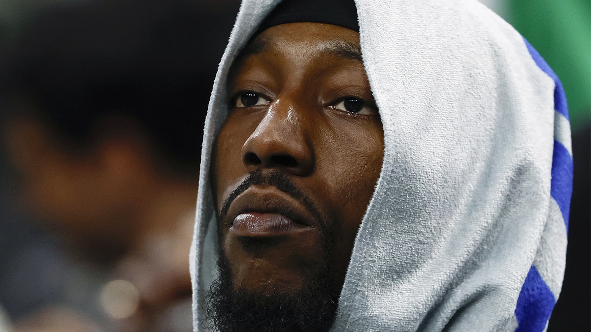 Miami Heat center Bam Adebayo (13) looks on from the bench during the fourth quarter of their 118-84 loss to the Boston Celtics in game five of the first round of the 2024 NBA playoffs at TD Garden.