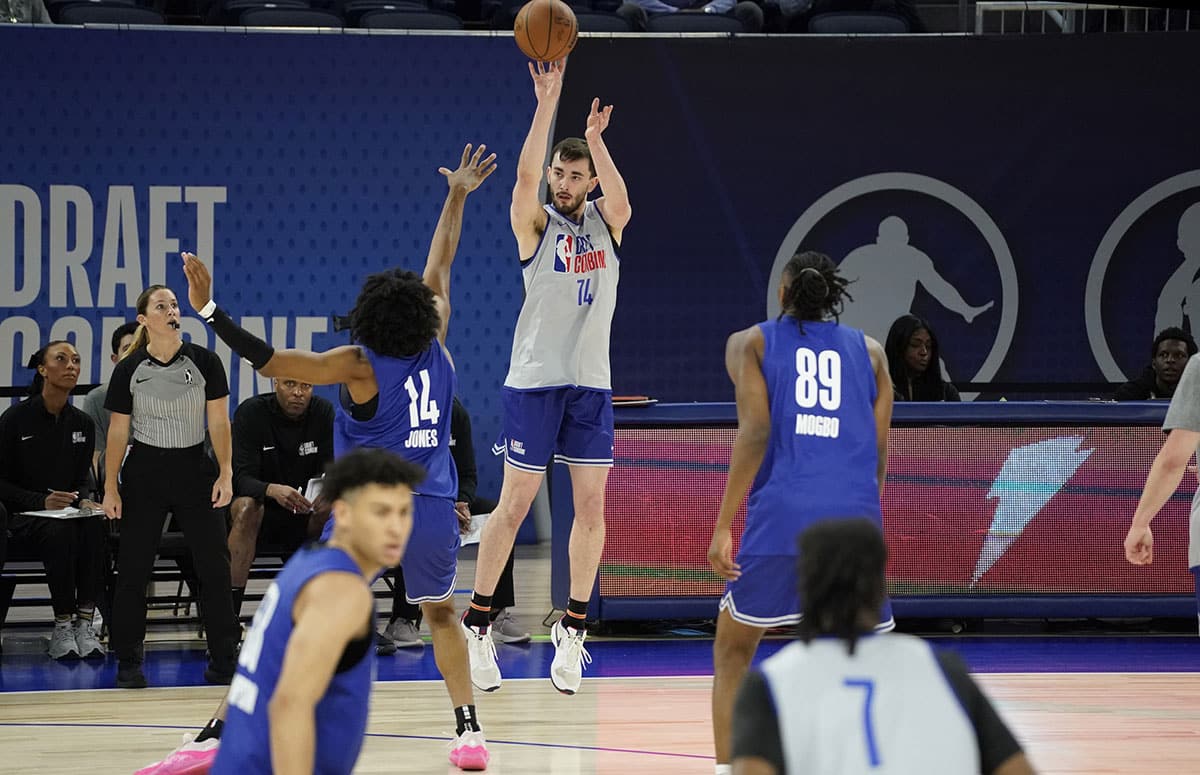 UConn basketball Alex Karaban at the NBA Draft Combine