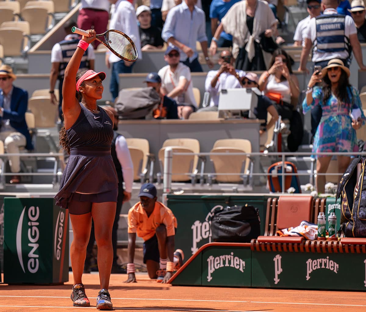 Naomi Osaka of Japan after winning her first round match against Lucia Bronzetti of Italy on day one of Roland Garros.