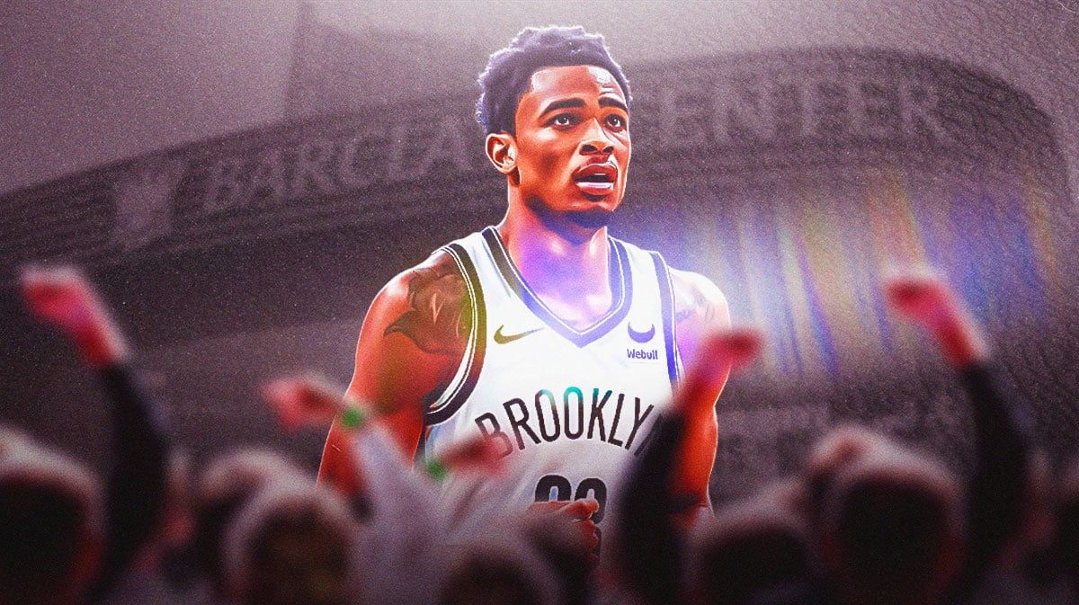 Nic Claxton with the Nets arena in the background, free agency