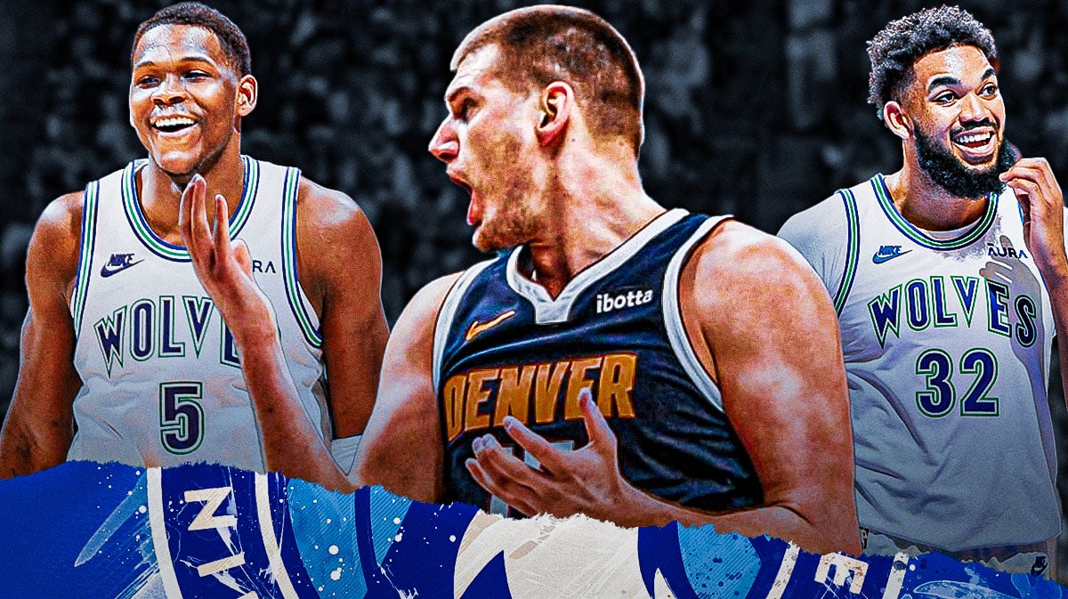 Denver Nuggets center Nikola Jokic upset between Timberwolves stars Anthony Edwards and Karl-Anthony Towns