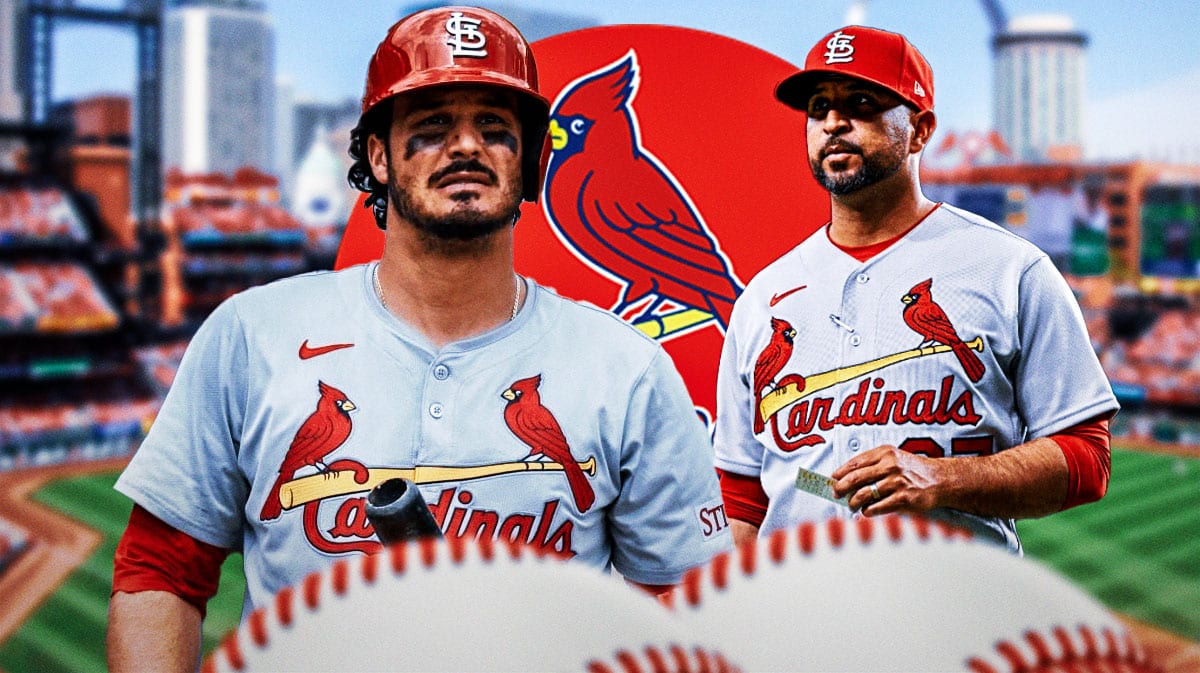 Cardinals Nolan Arenado and Oli Marmol at Busch Stadium