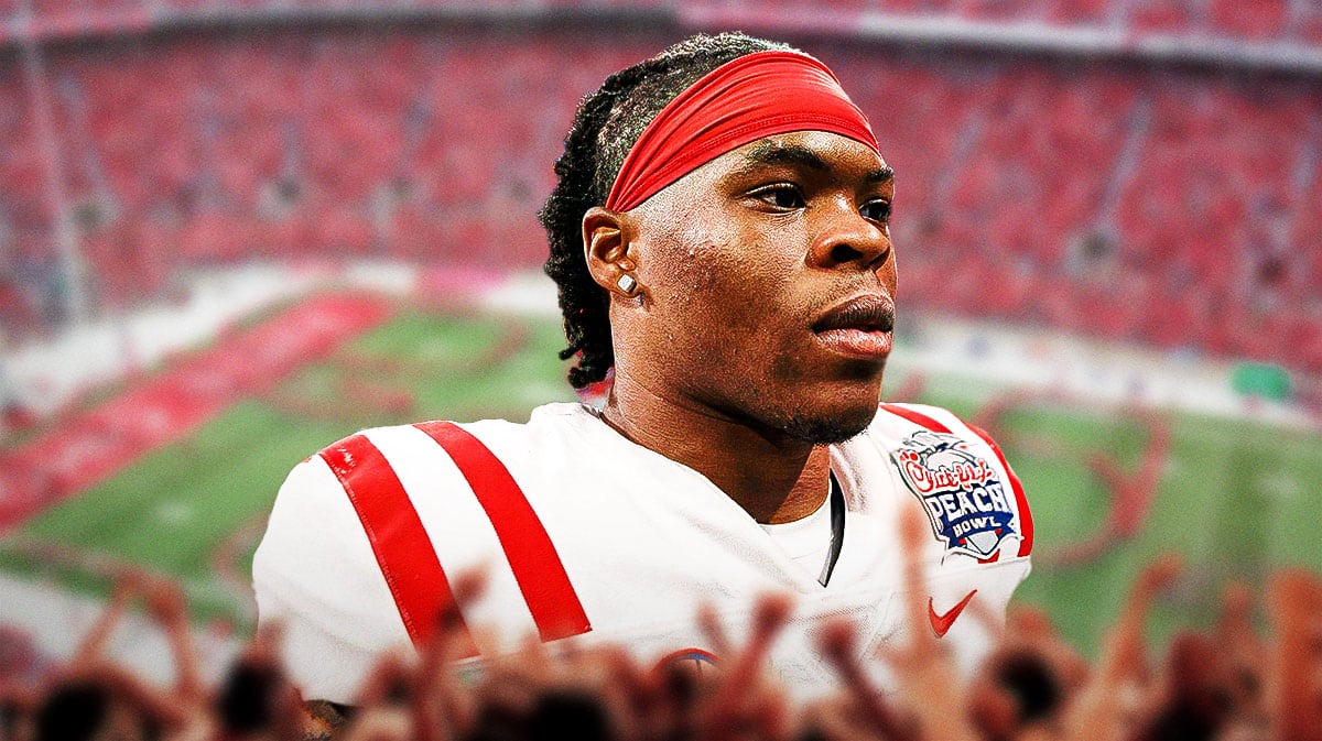 Ohio State football, Buckeyes, Quinshon Judkins, Quinshon Judkins NIL, Quinshon Judkins Ohio State, Quinshon Judkins in Ohio State uni with Ohio State football stadium in the background
