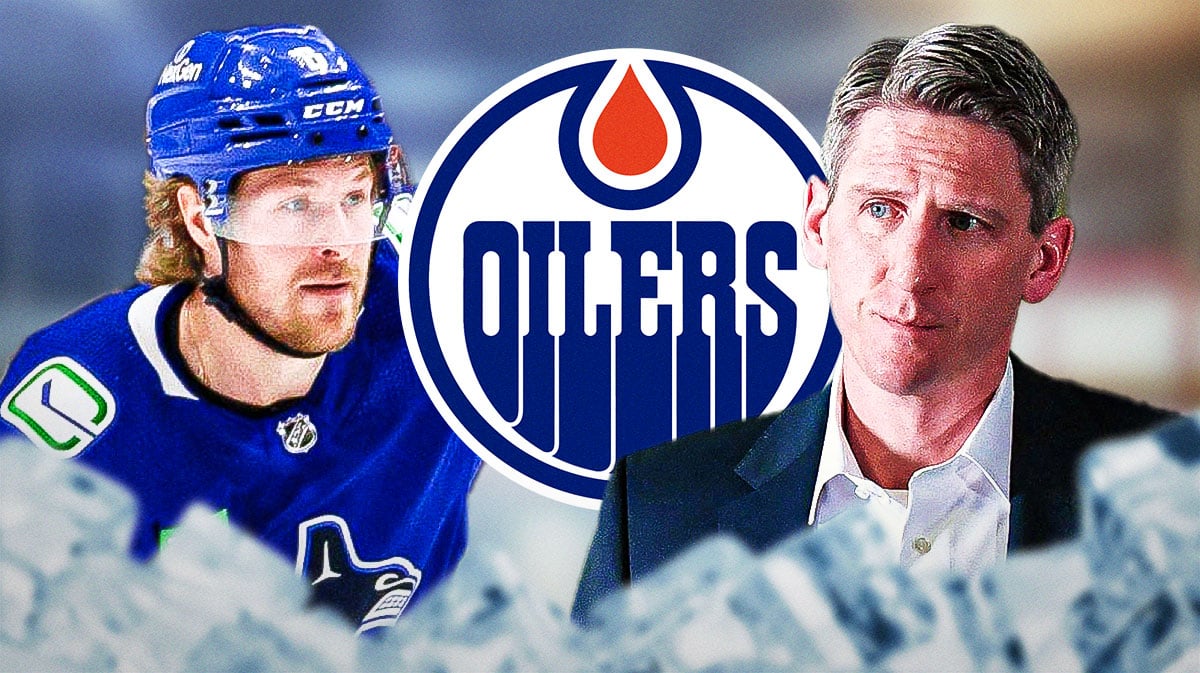 Kris Knoblauch, Oilers logo. Brock Boeser.