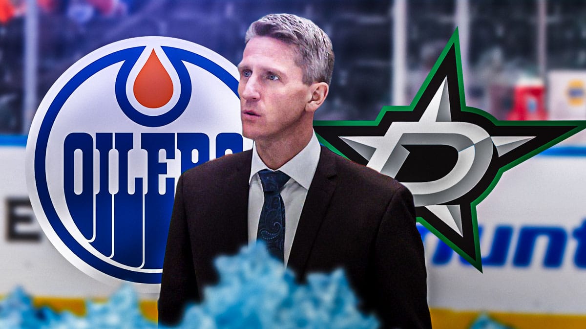 Oilers' Kris Knoblauch coaches during Stanley Cup Playoffs against Stars