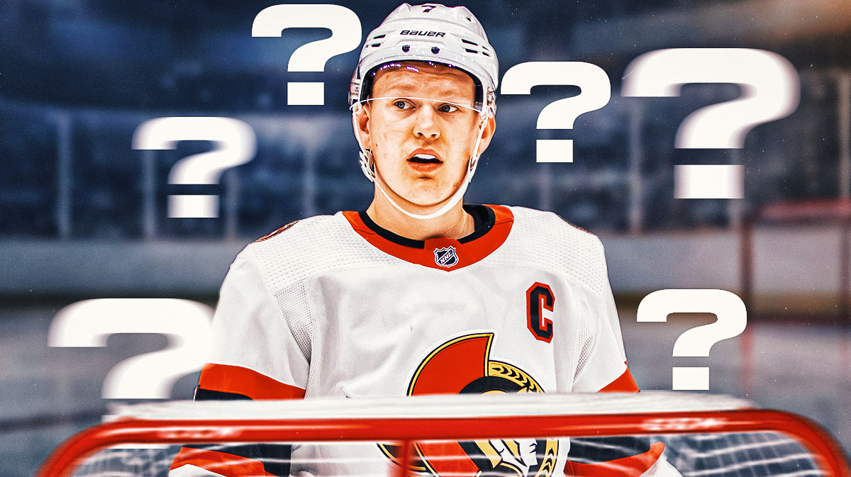 Brady Tkachuk with question marks around him