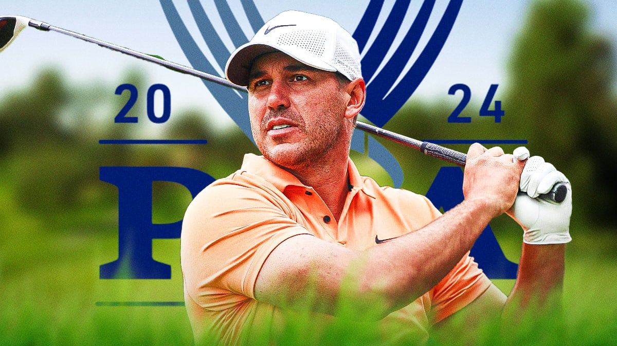Brooks Koepka with 2024 PGA Championship logo