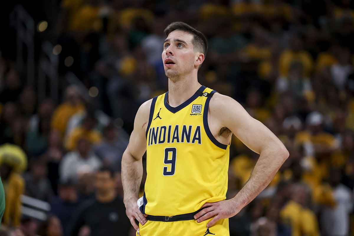 Indiana Pacers guard T.J. McConnell (9) during the fourth quarter during game four of the eastern conference finals for the 2024 NBA playoffs at Gainbridge Fieldhouse.