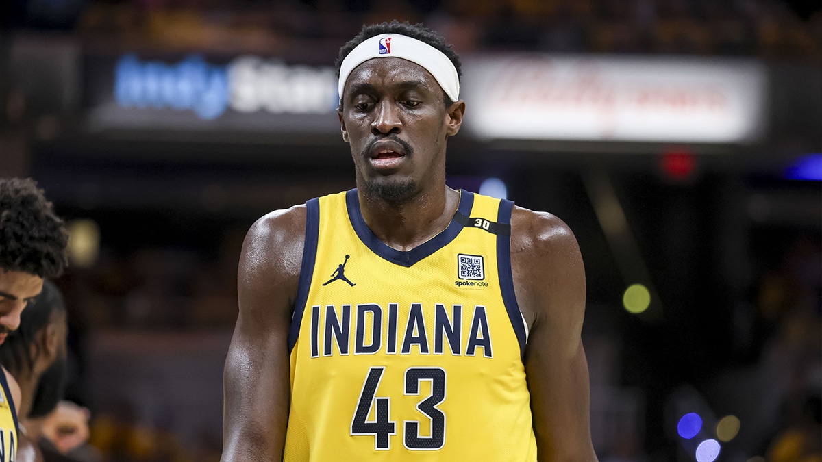 Indiana Pacers forward Pascal Siakam (43) during the second quarter during game four of the eastern conference finals for the 2024 NBA playoffs at Gainbridge Fieldhouse.