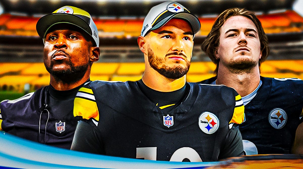 Steelers, Patrick Peterson, Kenny Pickett, Mitch Trubisky, Russell Wilson, Patrick Peterson, Mitch Trubisky and Kenny Pickett with Steelers stadium in the background