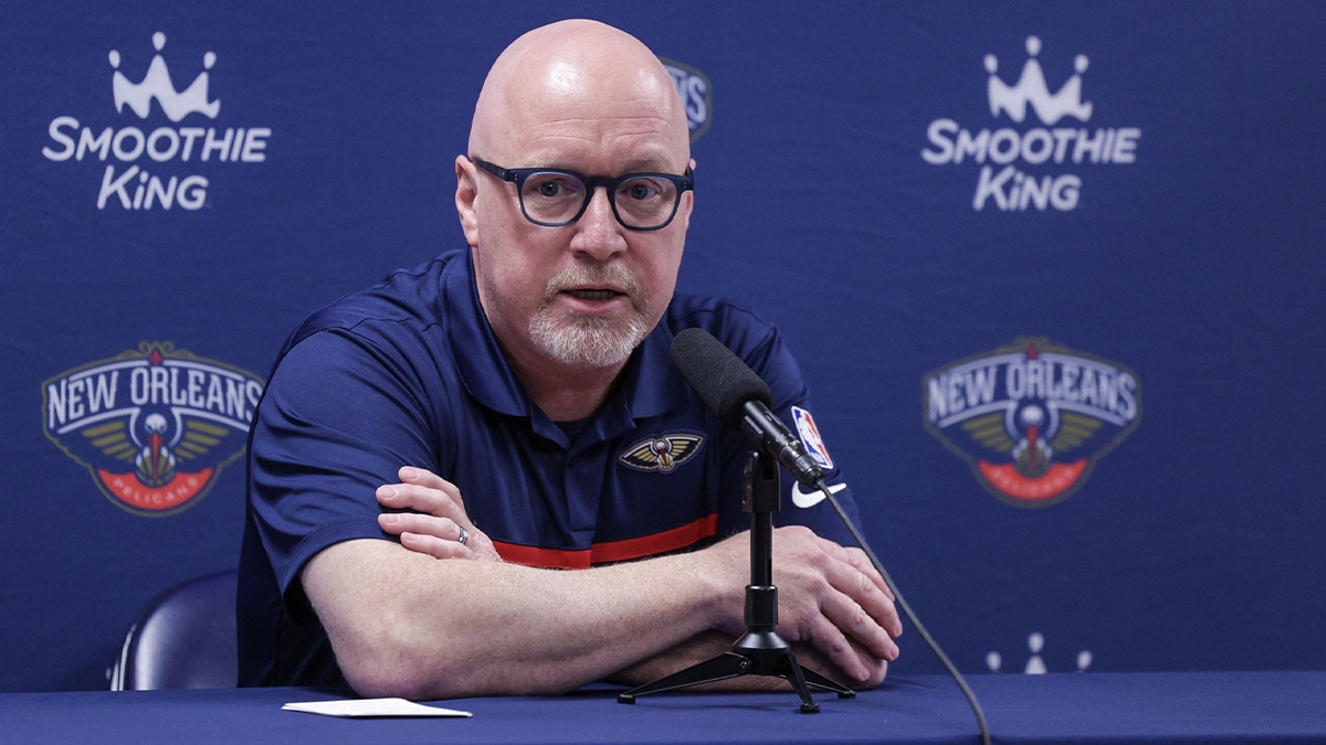 New Orleans Pelicans vice president of basketball operations David Griffin during a press conference at the New Orleans Pelicans Media Day from the Smoothie King Center. 