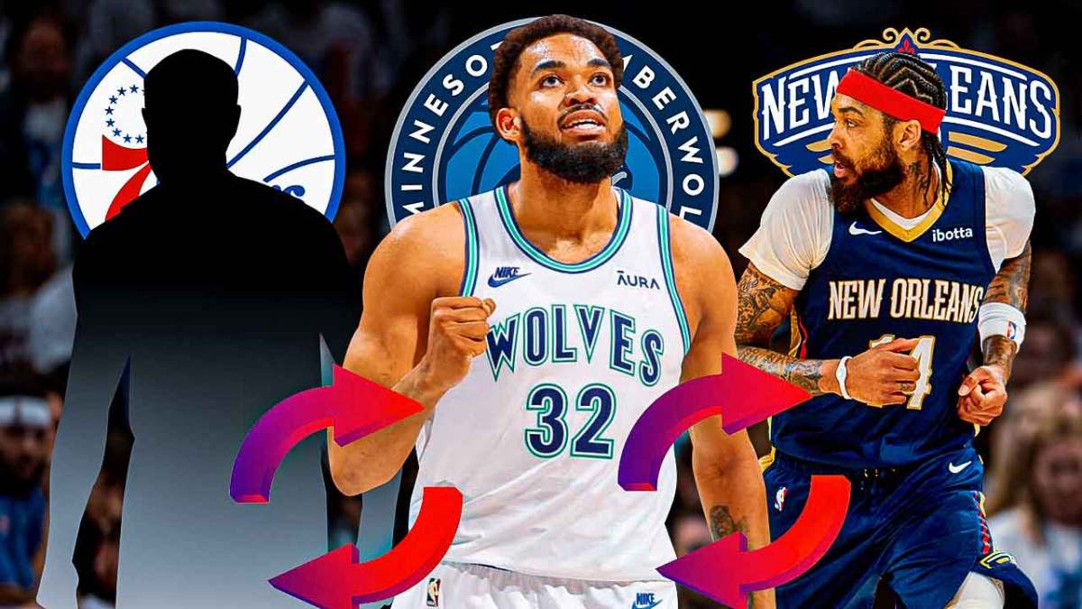 Minnesota Timberwolves (Karl Anthony Towns) - New Orleans Pelicans (Brandon Ingram) - Philadelphia 76ers with swap arrows