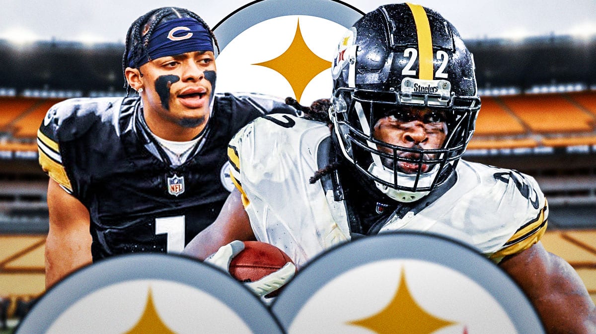 Steelers' Najee Harris stands next to Justin Fields during contract negotiations