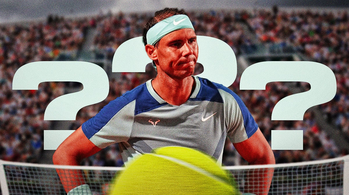 Rafael Nadal at French Open looking stern, 3-5 question marks
