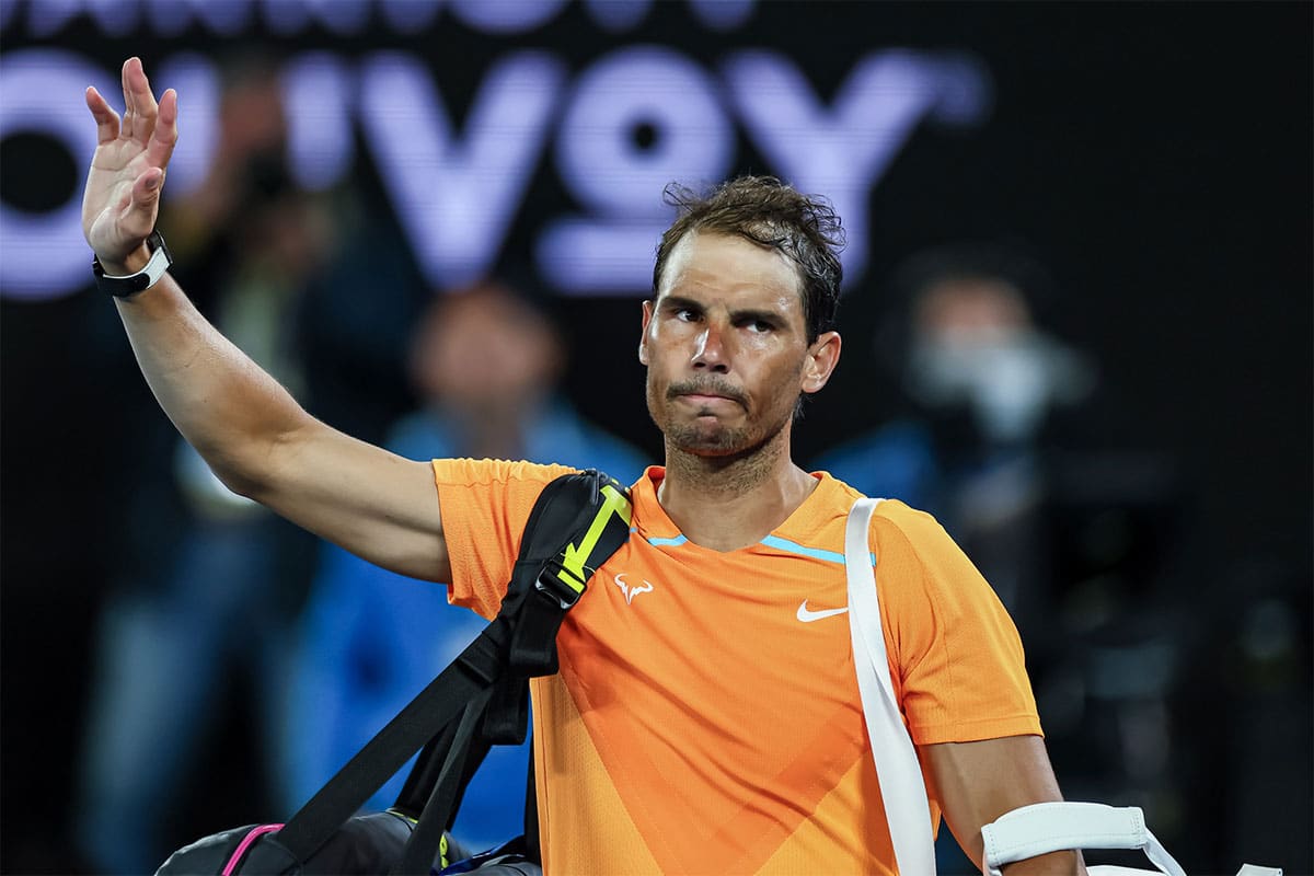 Rafael Nadal after his second round match against Mackenzie Mcdonald on day three of the 2023 Australian Open tennis tournament at Melbourne Park.