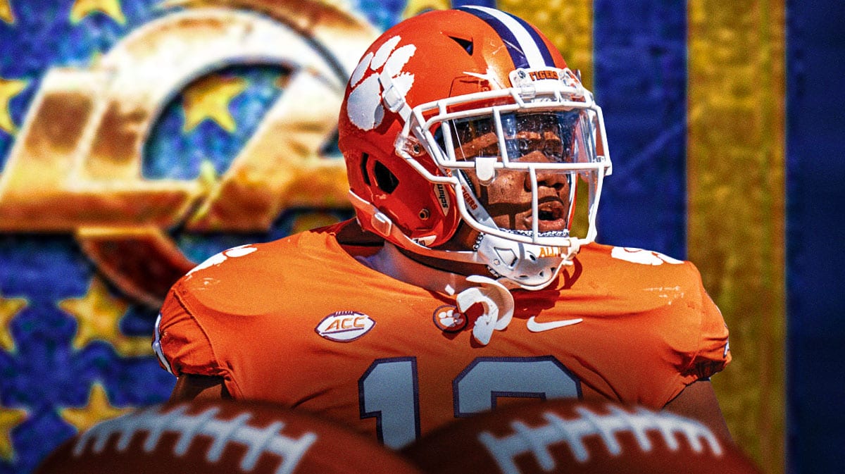 Clemson's Tyler Davis with LA Rams logo