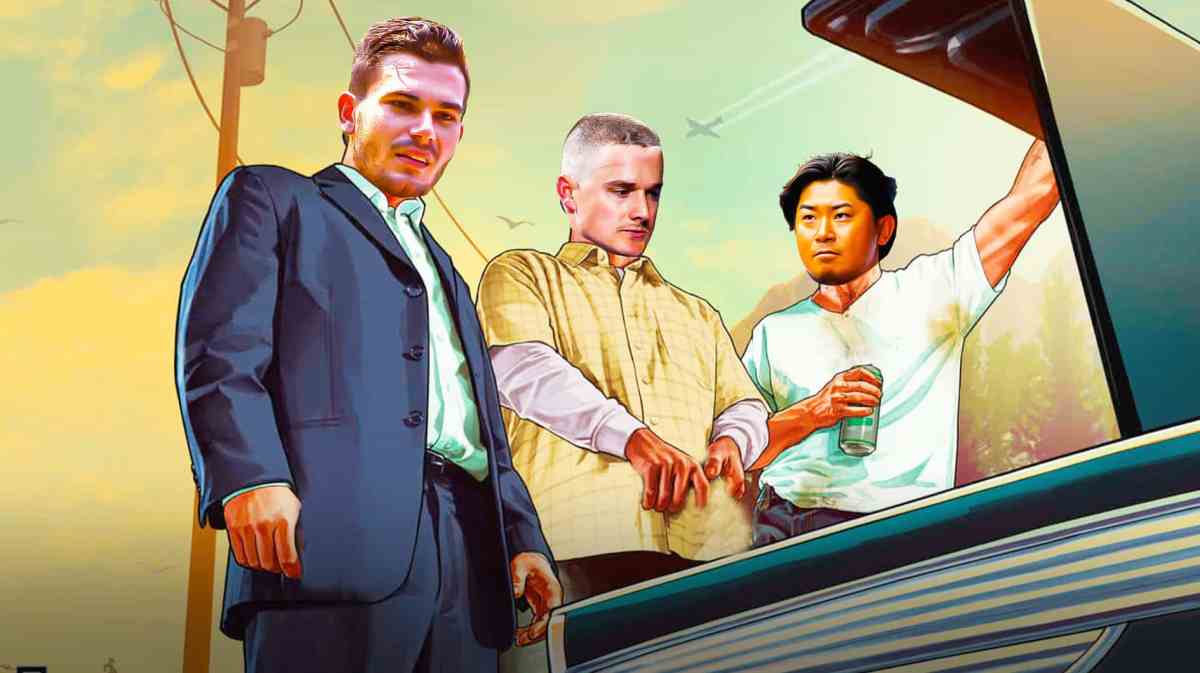 Dylan Cease (Padres), Shota Imanaga (Cubs), and Matt Chapman (SF Giants) as the GTA 5 guys