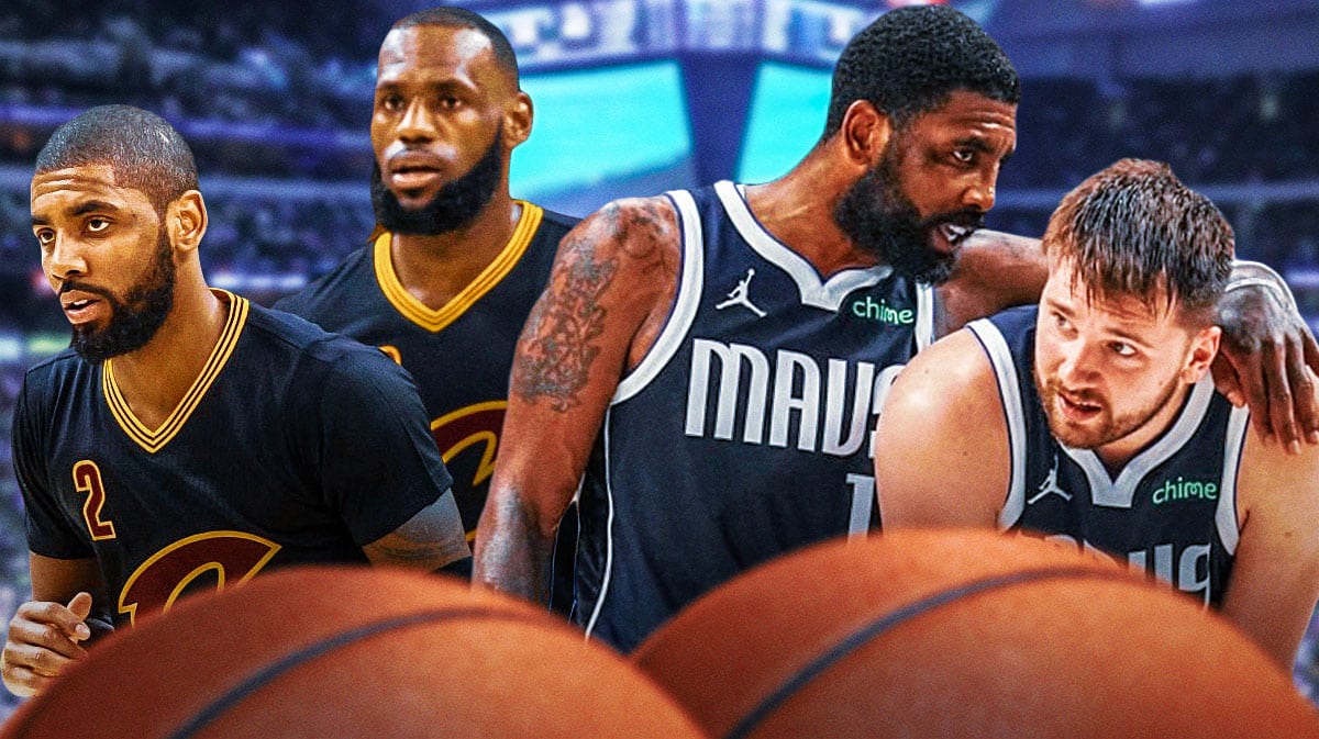 Kyrie Irving with LeBron James and Luka Doncic.
