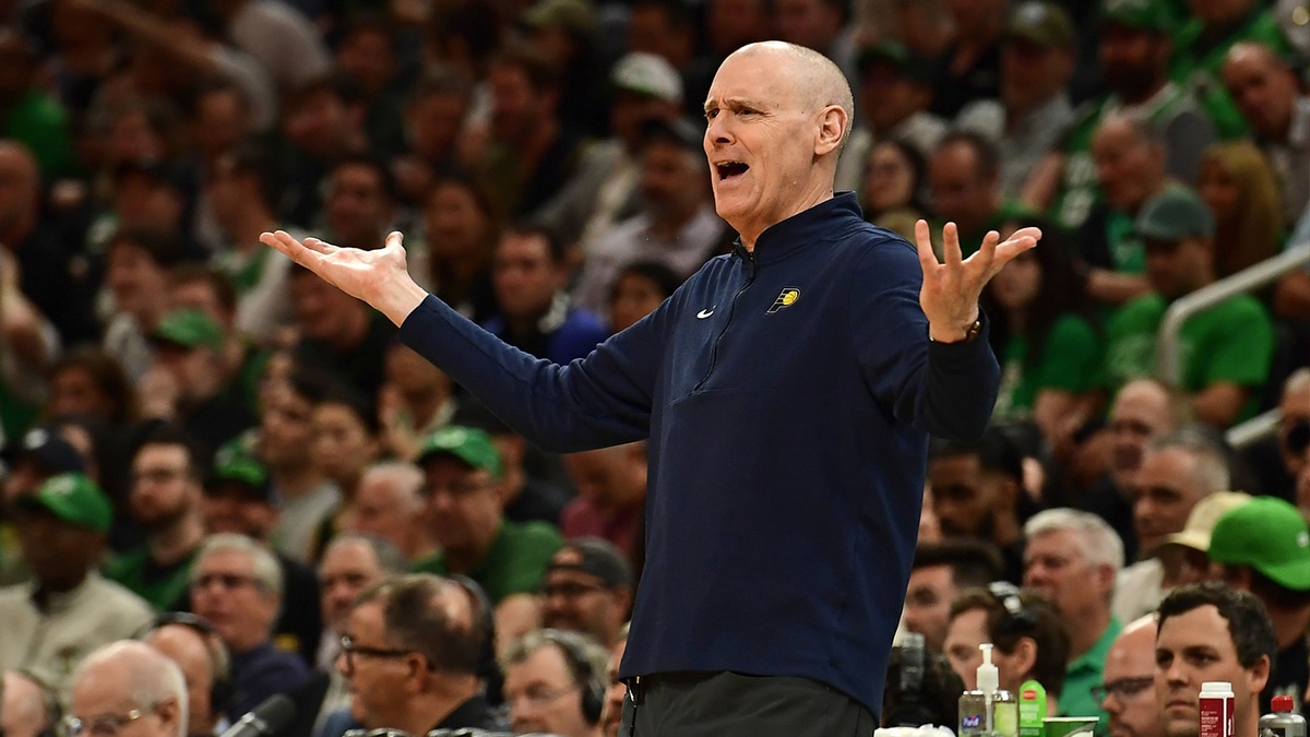  Indiana Pacers head coach Rick Carlisle reacts against the Boston Celtics during the second half for game one of the eastern conference finals for the 2024 NBA playoffs at TD Garden.