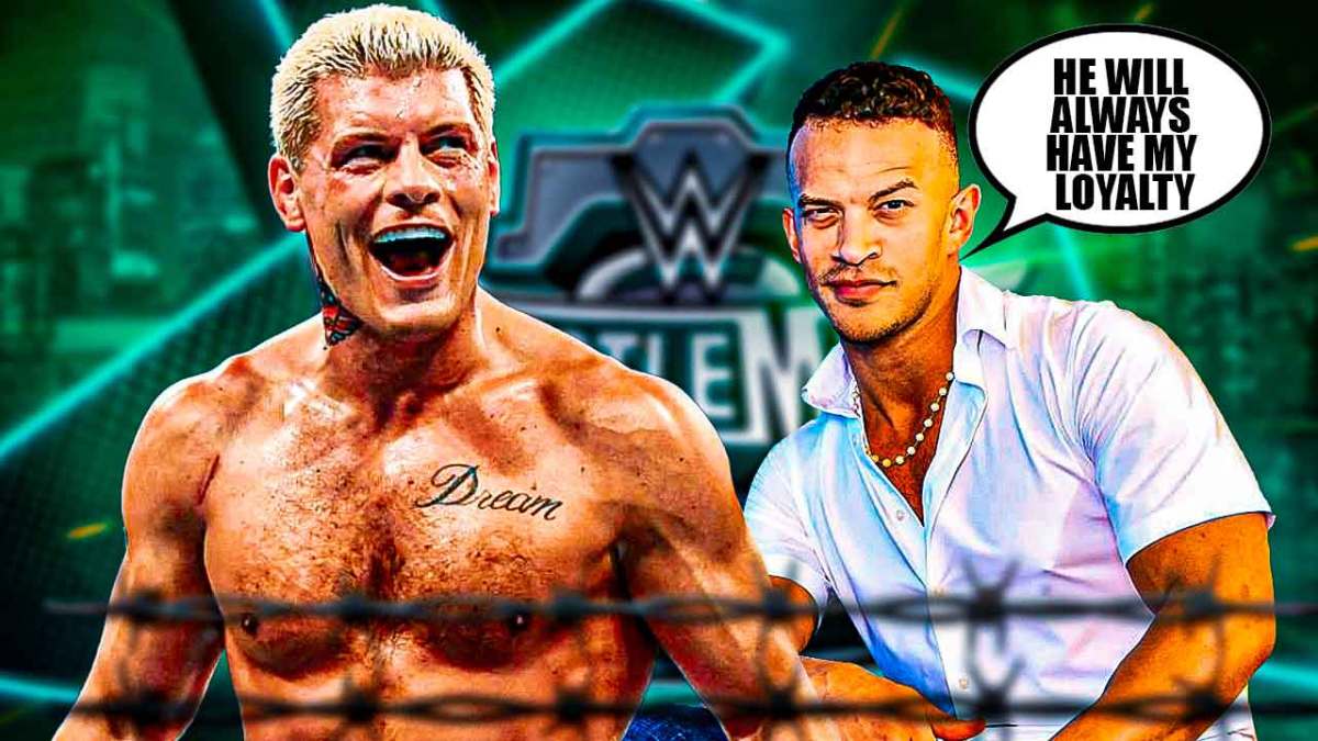 Ricky Starks with a text bubble reading "He will always have my loyalty" next to Cody Rhodes with the WrestleMania 40 logo as the background.