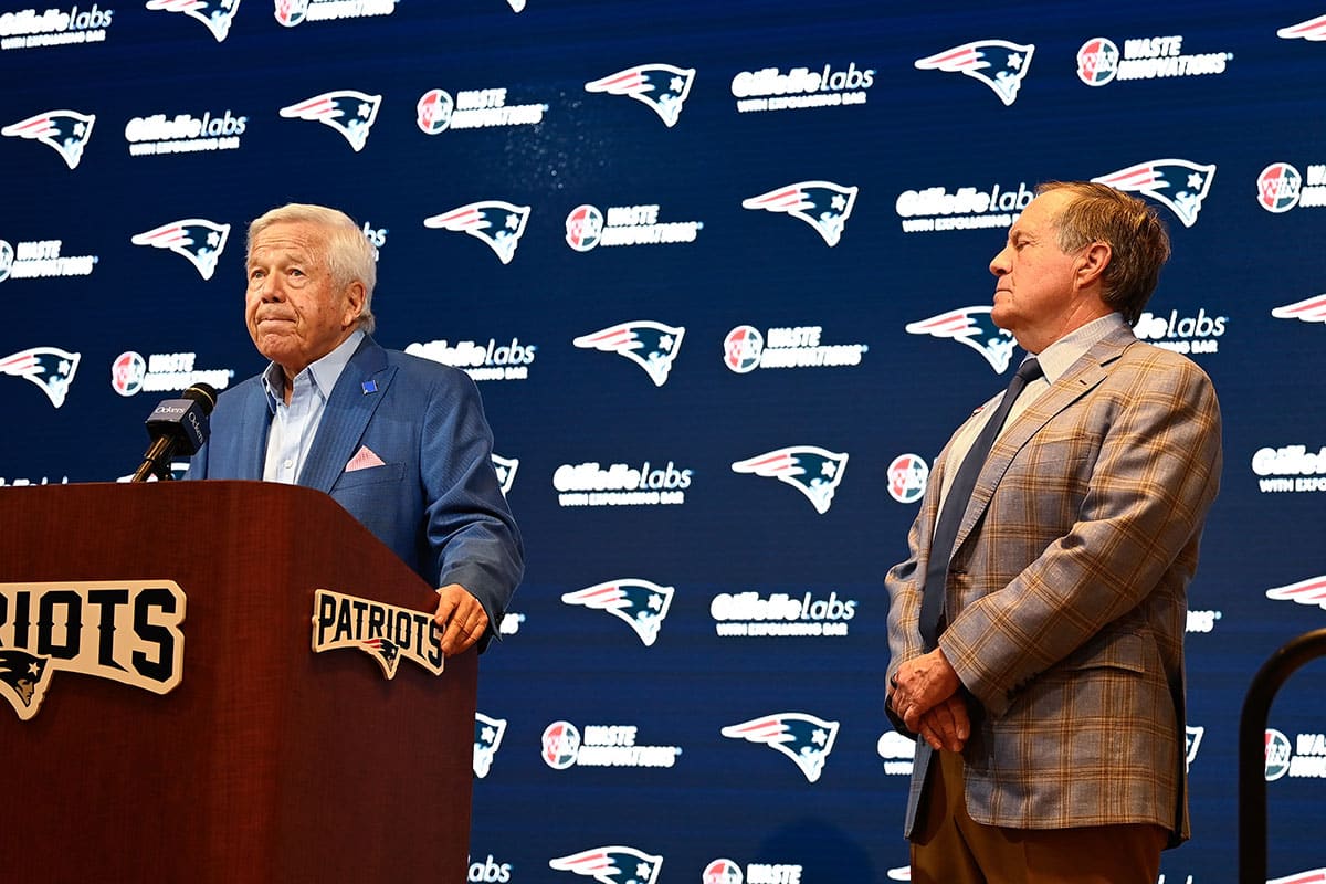 New England Patriots owner Robert Kraft and former head coach Bill Belichick