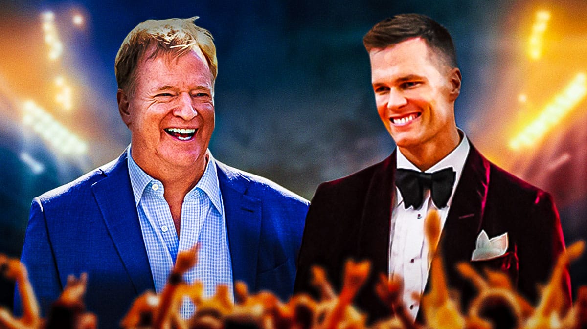 Roger Goodell looking at Tom Brady on Raiders update.