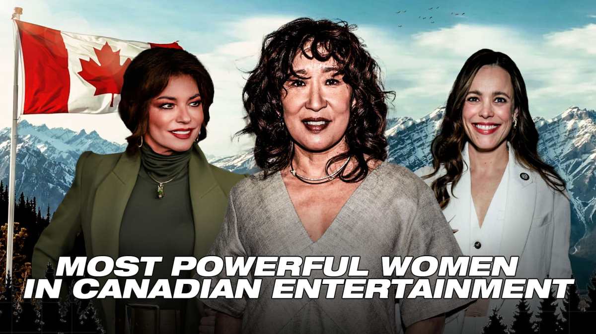 Shania Twain, Sandra Oh, Rachel McAdams, Canadian flag, Most Powerful Women in Canadian Entertainment