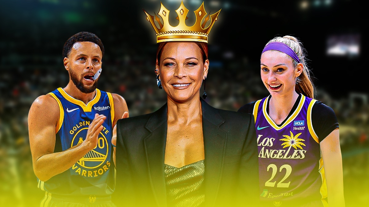 Sonya Curry with Stephen Curry and Stanford legend and Sparks rookie Cameron Brink