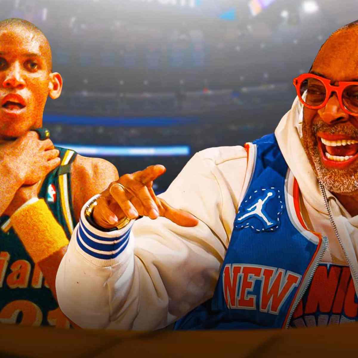 Spike Lee shows up with hilarious surprise for Reggie Miller ahead of  Knicks' Game 2 vs Pacers, image size:1200x1200