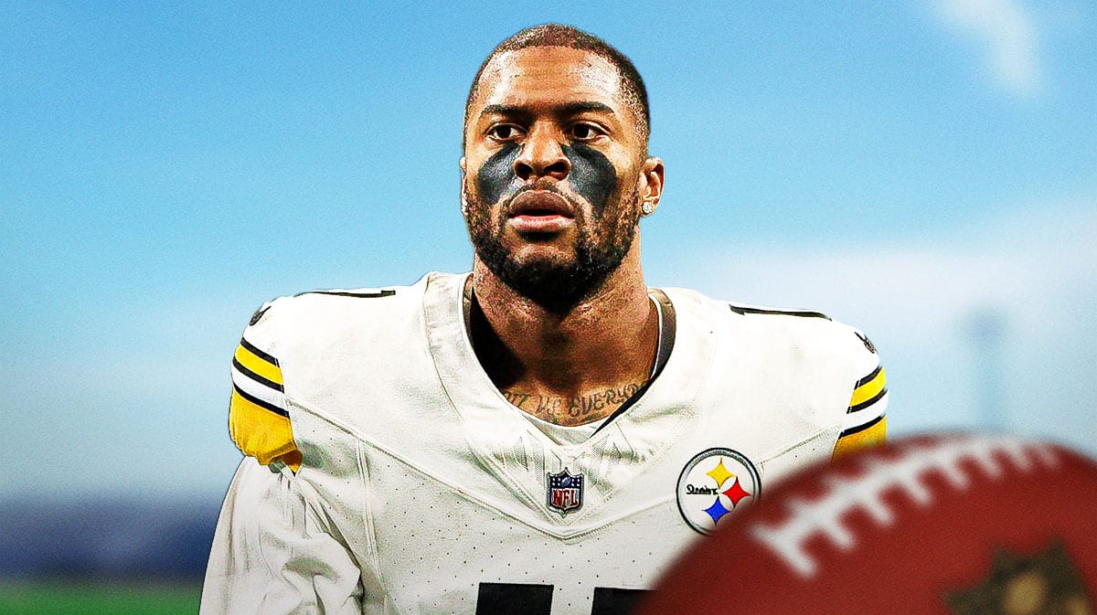 Former Pittsburgh Steelers and current New York Giants star Allen Robinson in front of Acrisure Stadium.
