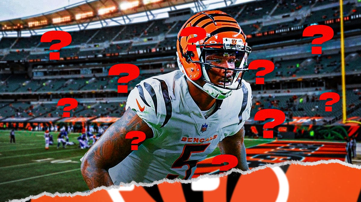 Tee Higgins with question marks all around him