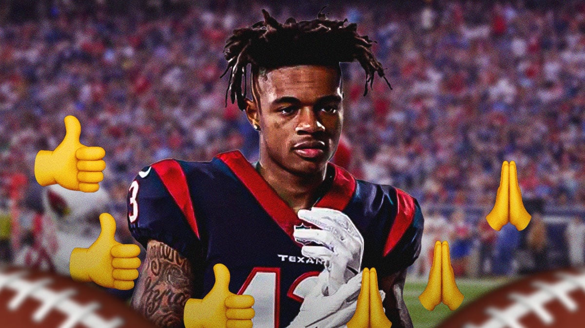 Texans' Tank Dell with thumbs up emojis and prayer hands emojis all around.