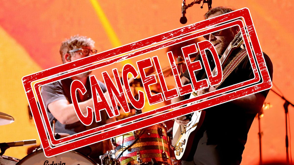 The Black Keys with a canceled sign over them.